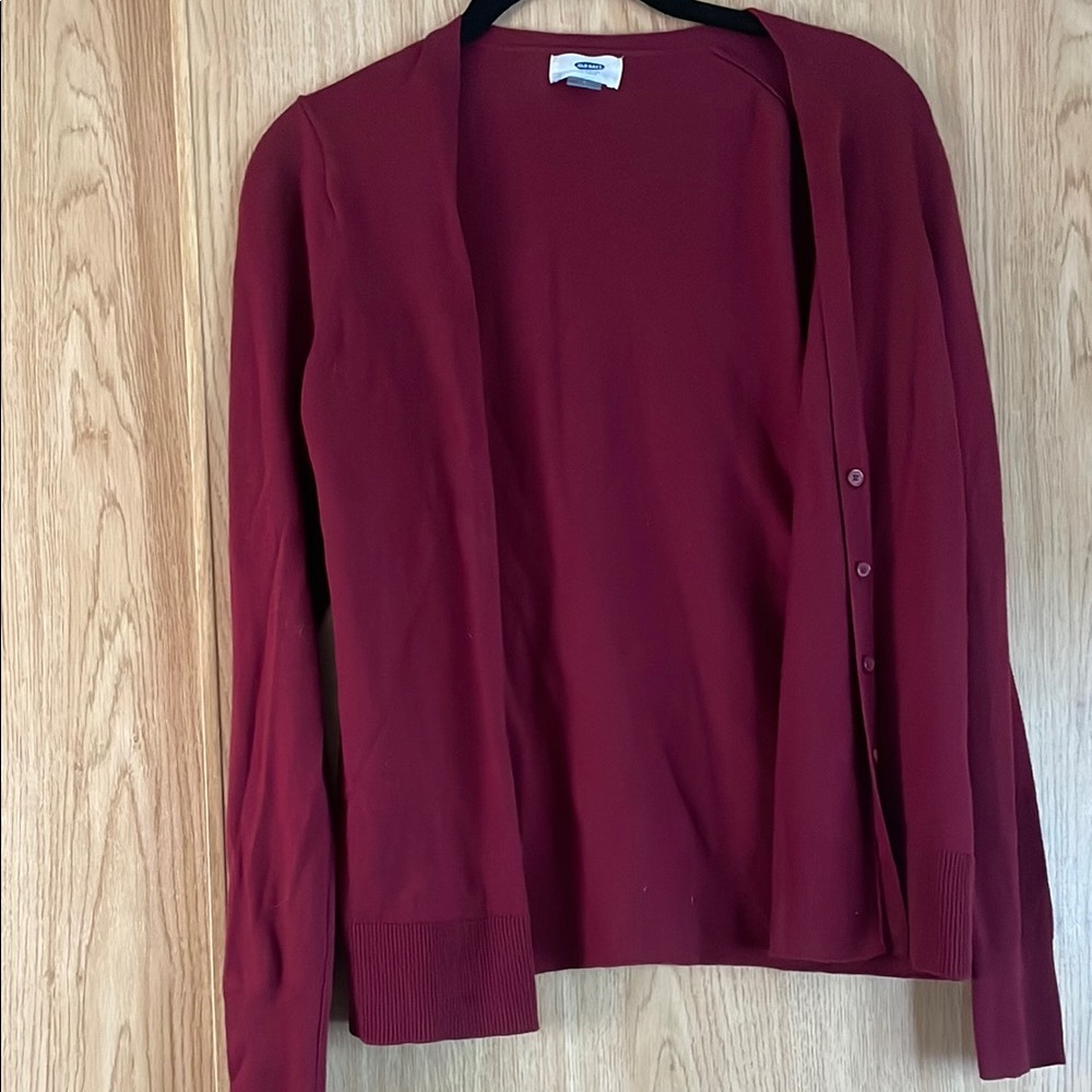 Old Navy Red Cardigan Sweater Knit Long Sleeve